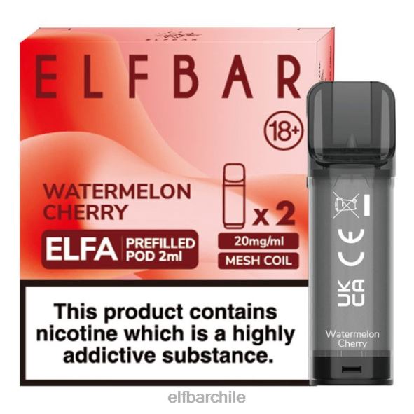 cápsula precargada elfbar elfa - 2 ml - 20 mg (paquete de 2) cereza sandia DS2DF121