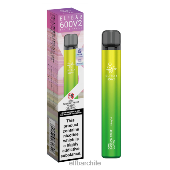 Vaporizador desechable elfbar 600v2 - 20 mg kiwi maracuyá guayaba DS2DF12